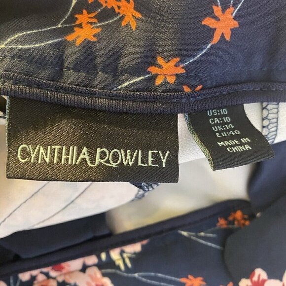 Cynthia Rowley NWT Women's Size 10 Blue Floral Ankle Pants with Pockets - Picture 4 of 5